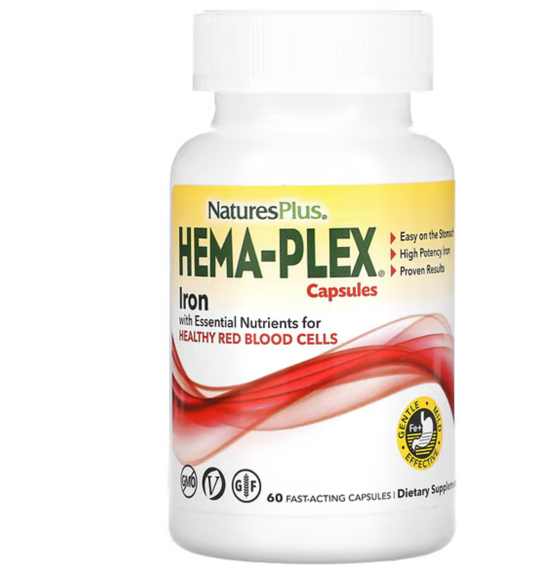 Natures Plus, HEMA-PLEX, железо, 60 капсул