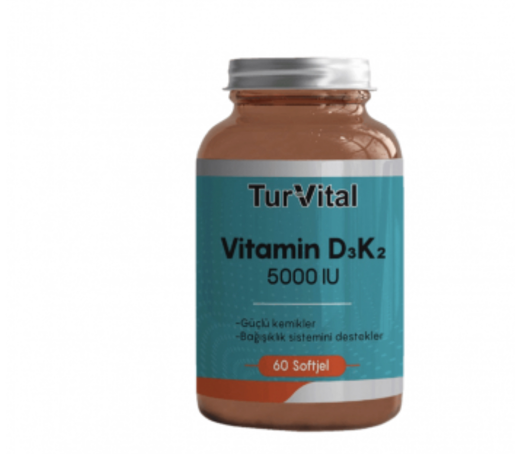 TURVITAL, витамин Д3 / D3 с К2, 5000 ме, 60 капсул