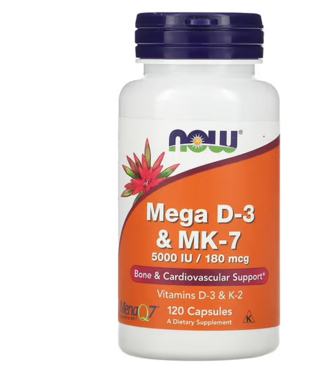 NOW FOODS, MEGA D3 /Д3 с МК7, 5000 ме, 120 капсул