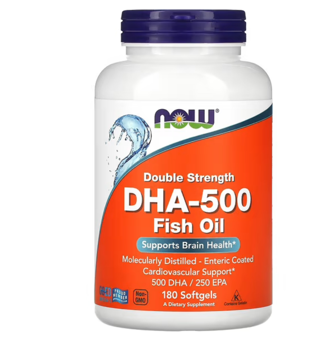 NOW FOODS, Омега 3, DHA - 500, 500 dha / 250 epa, 180 капсул