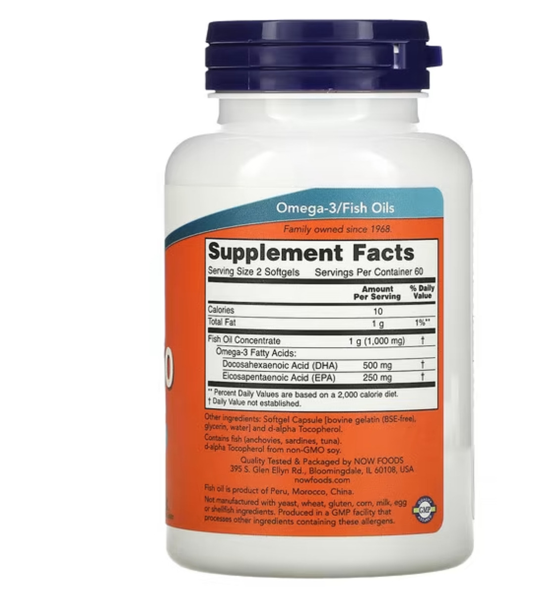 NOW FOODS, Омега 3, DHA - 250, 250 dha / 125 epa, 120 капсул