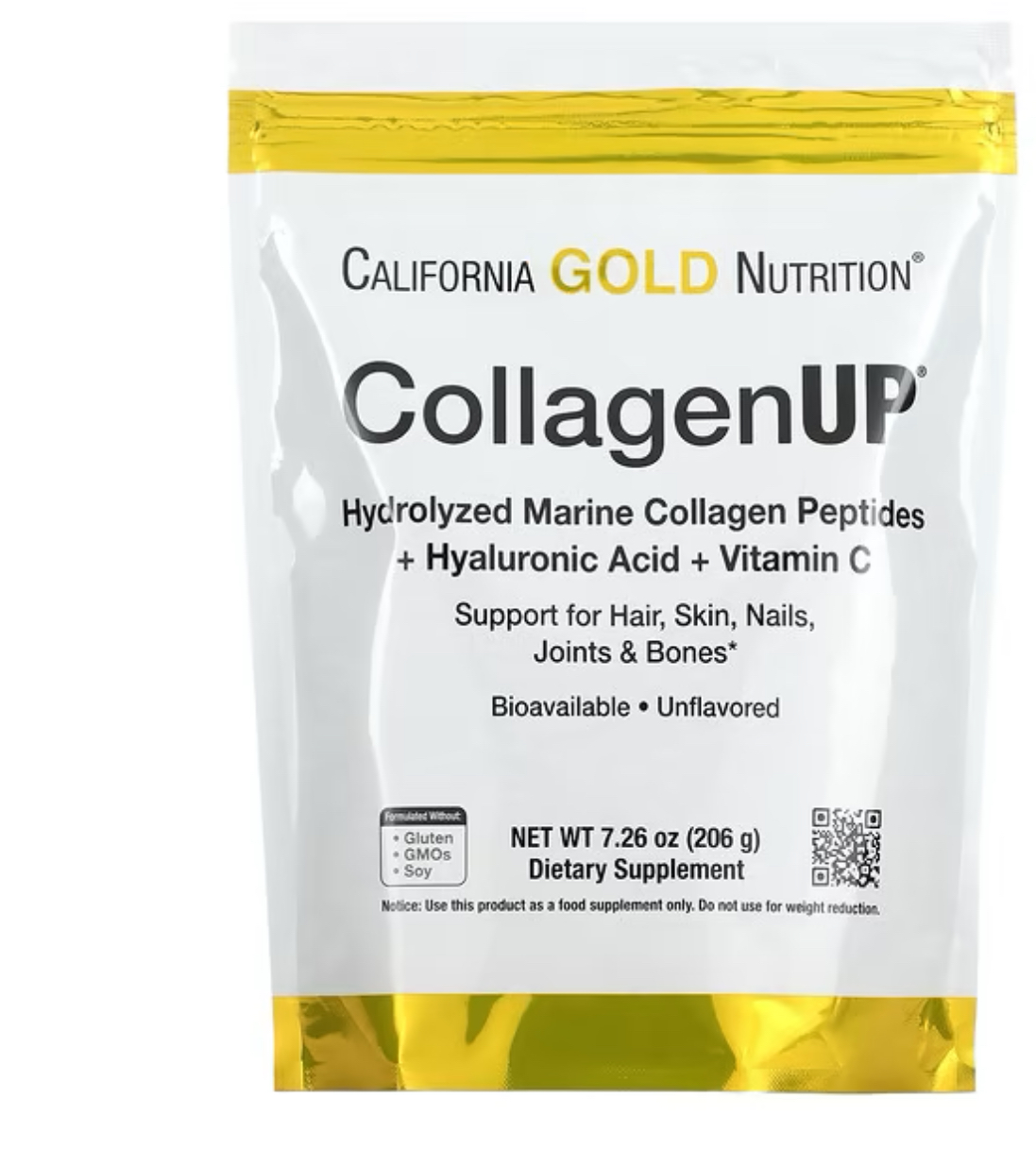 California Gold Nutrition, Коллаген ап (Collagen up), Гидролизованные Пептиды Морского Коллагена+ Гиалуроновая Кислота + Витамин С