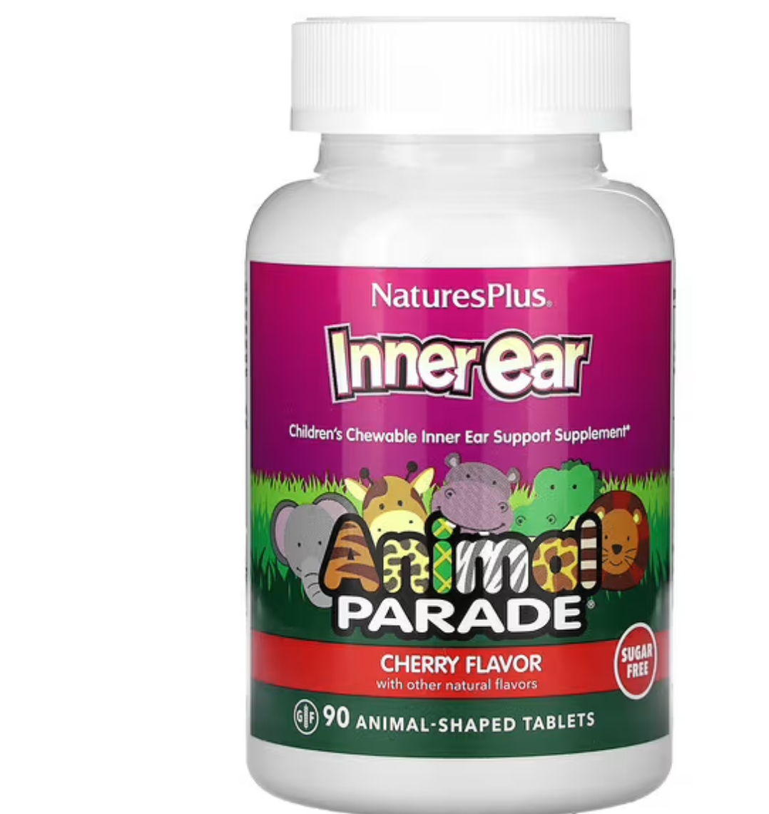 NaturesPlus, Animal Parade, Inner Ear, добавка для поддержки здоровья внутренего уха, 90 таблеток