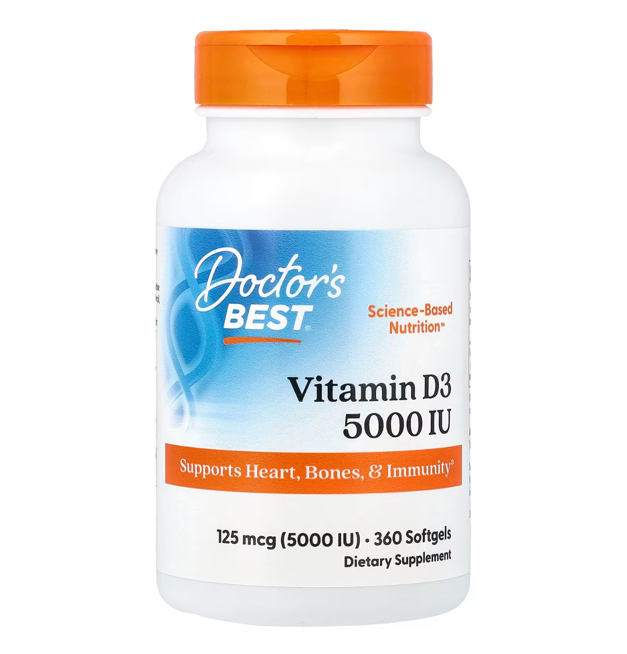 Doctor Best, витамин Д3 / D3, 5000 ме, 360 капсул