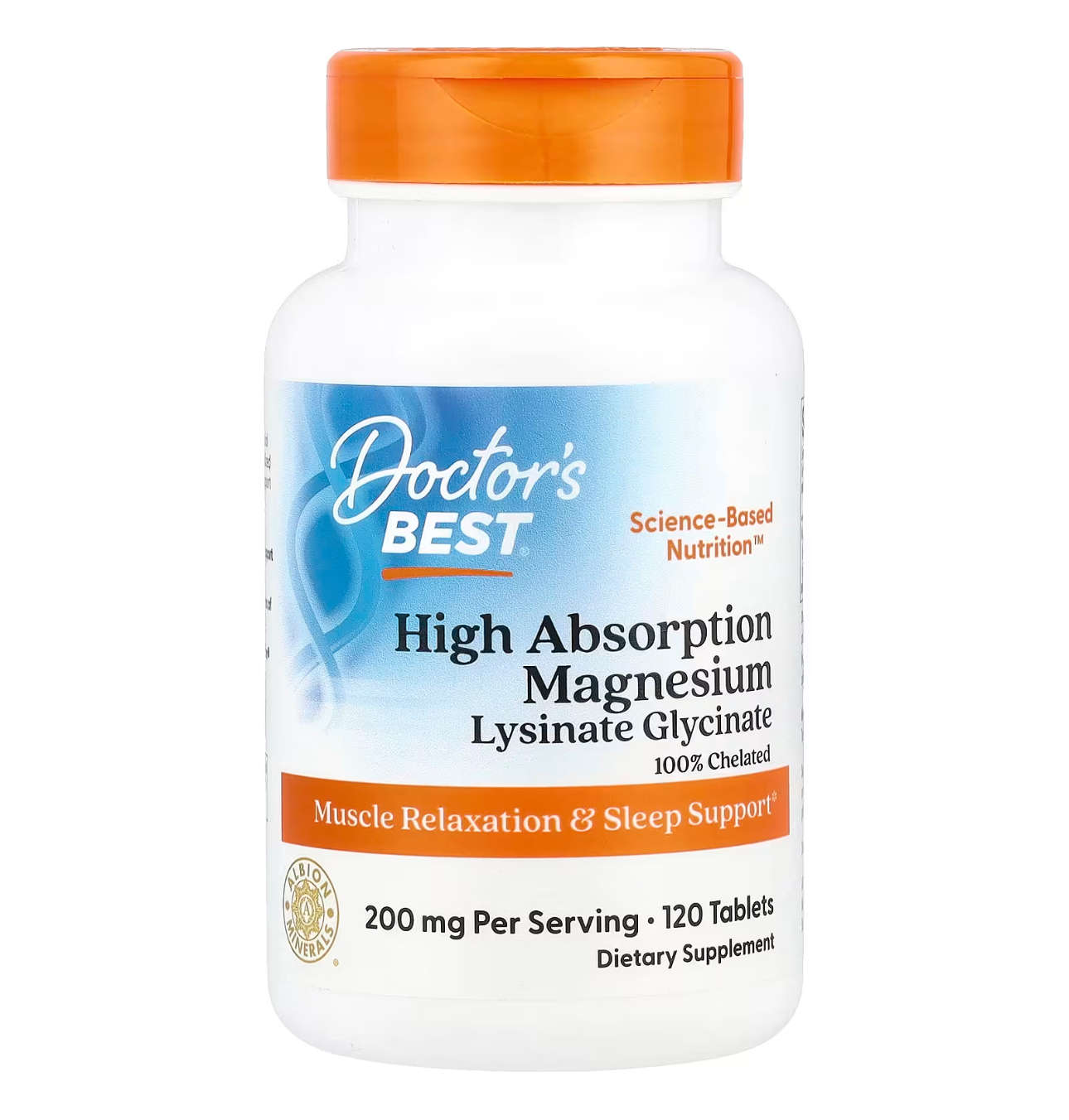 Doctor BEST, Магний глицинат лизинат с высокой степенью усвоения, 100 мг, 120 таблеток