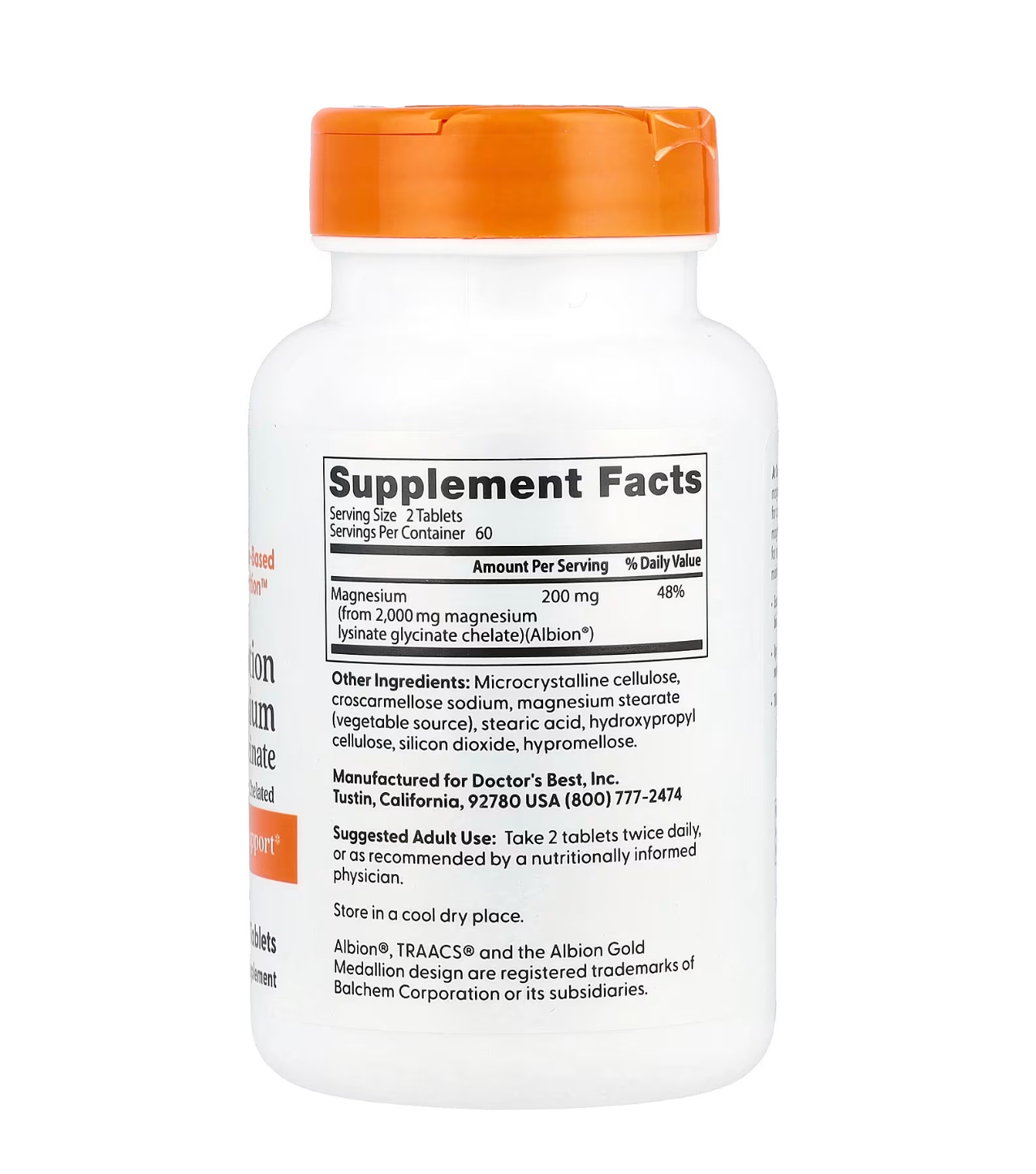 Doctor BEST, Магний глицинат лизинат с высокой степенью усвоения, 100 мг, 120 таблеток