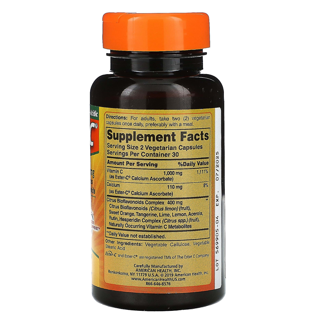 American Health, Ester C, витамин С с биофлавоноидами, 500 мг, 60 капсул