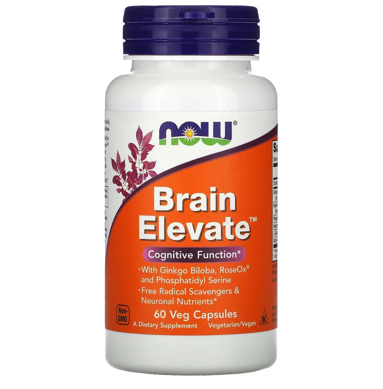 NOW, Brain Elevate, комплекс для памяти и когнитивных функций, 60 капсул