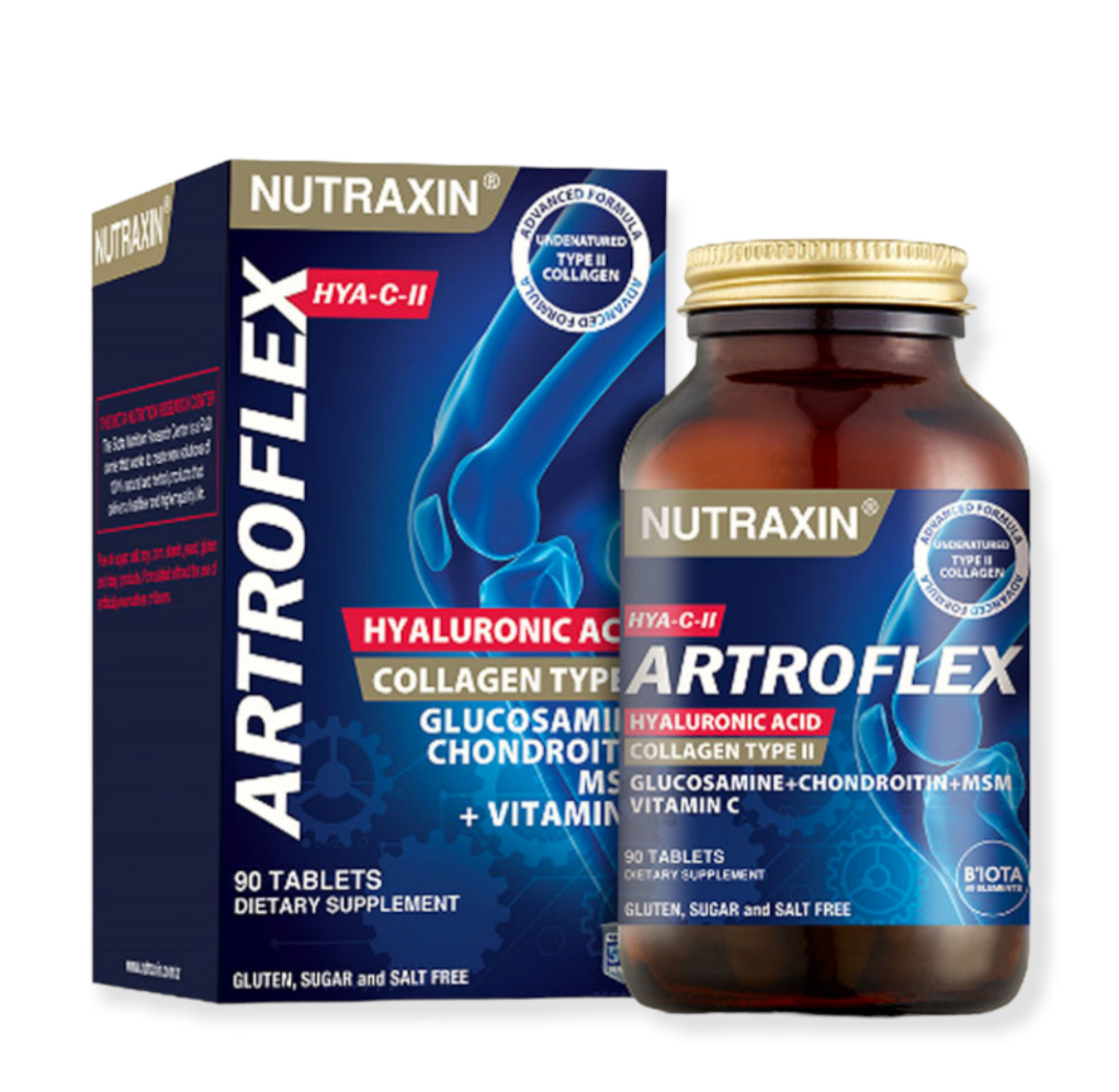 NUTRAXIN, Artroflex, Глюкозамин, хондроитин, МСМ, витамин С, гиалуроновая кислота, коллаген 2 типа, 90 таблеток