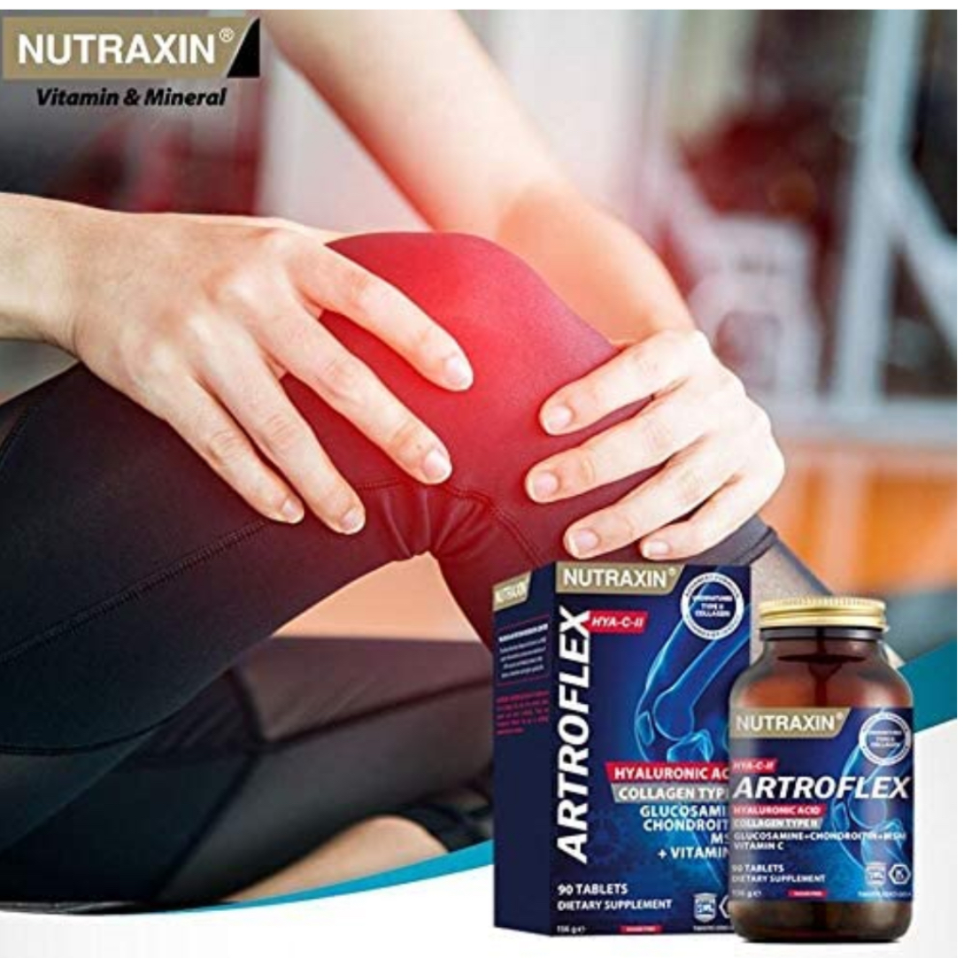 NUTRAXIN, Artroflex, Глюкозамин, хондроитин, МСМ, витамин С, гиалуроновая кислота, коллаген 2 типа, 90 таблеток