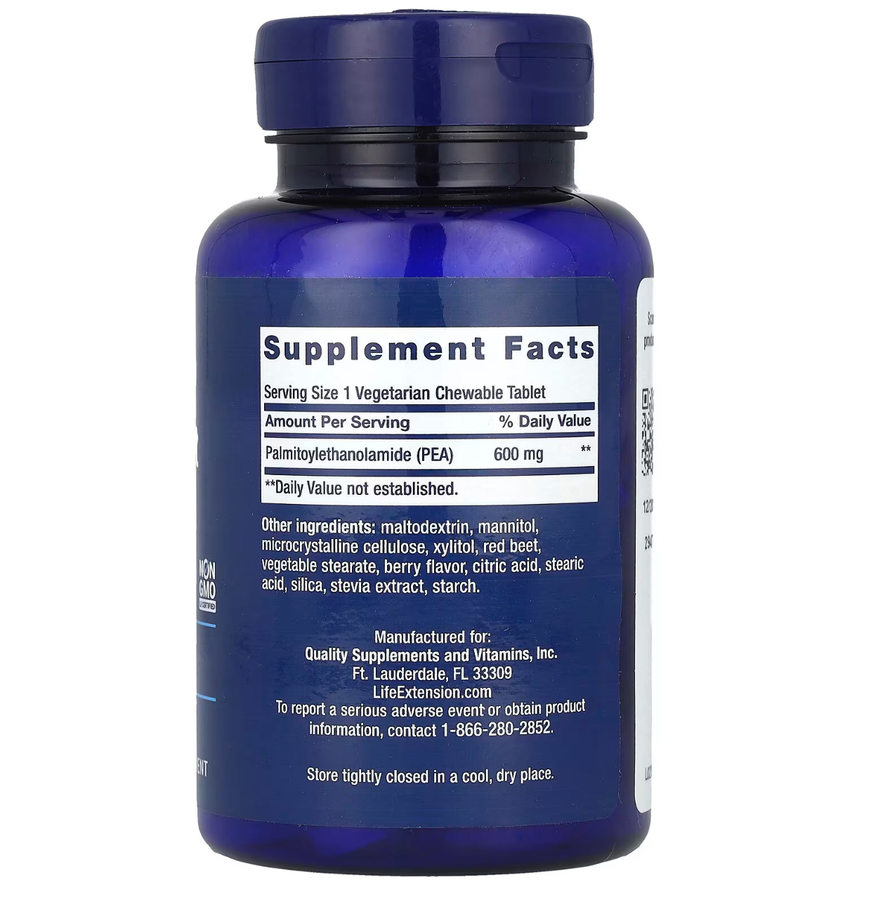 Life Extension, Discomfort relief, PEA, пальмитоилэтаноламид, 60 жевательных таблеток