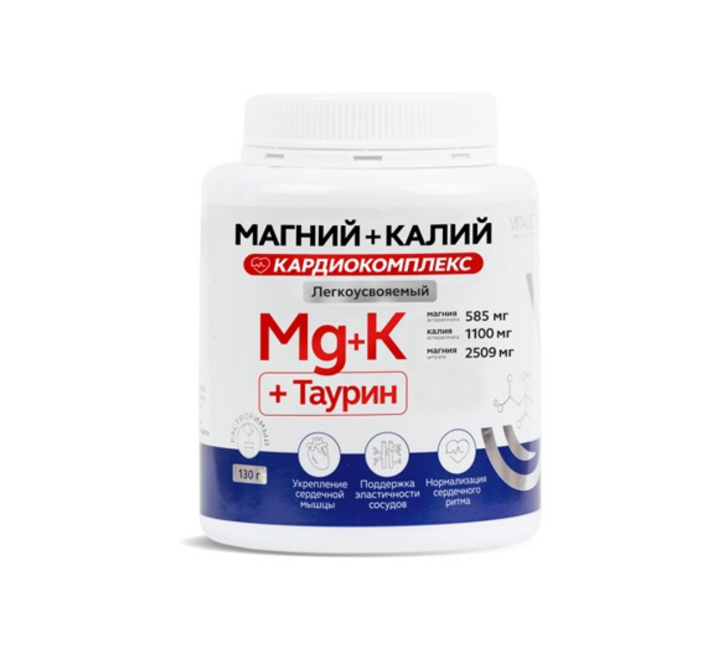 Vitauct, Кардиокомлекс, магний, калий, 130 г.