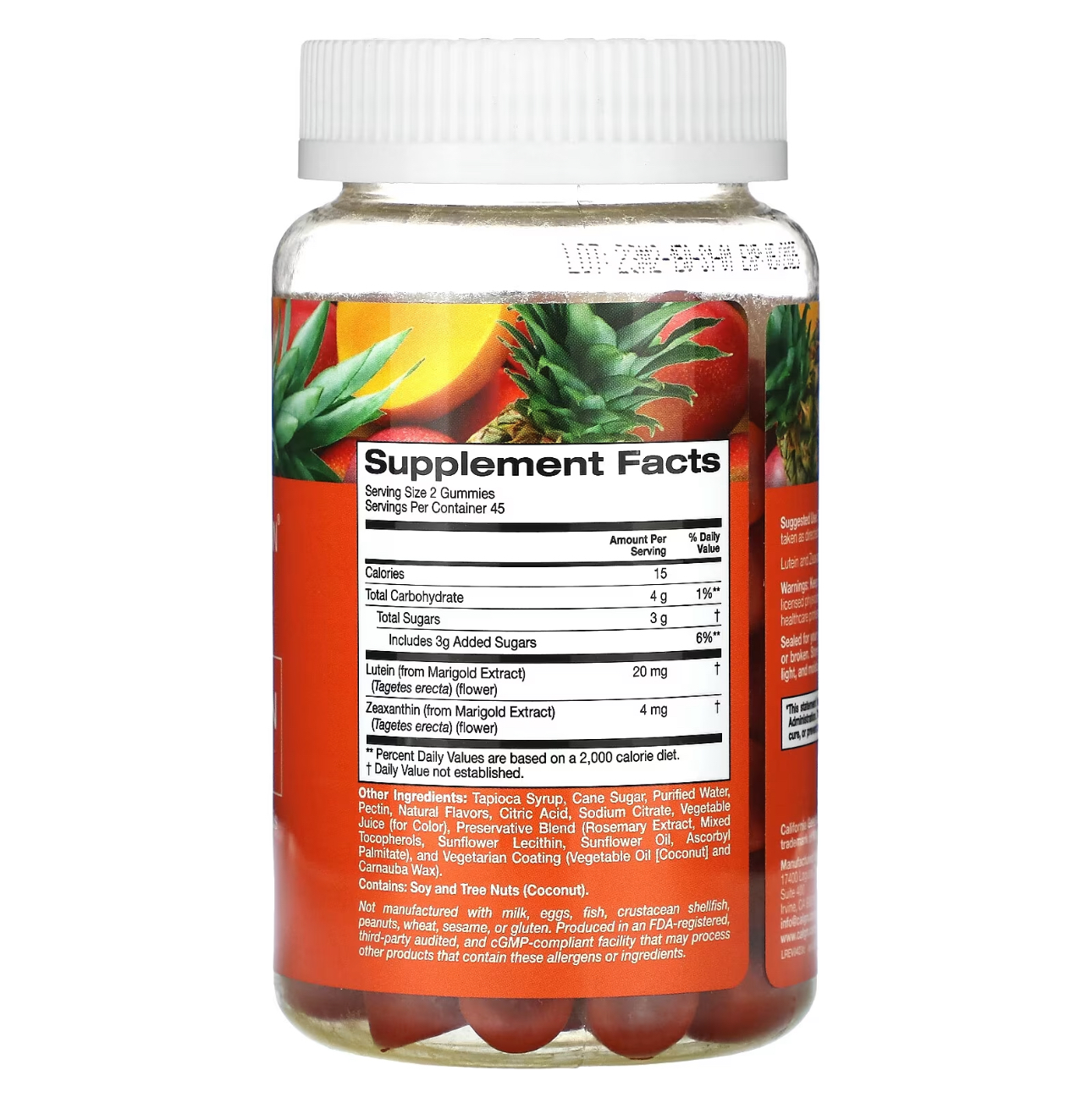 California Gold Nutrition, Лютеин и зеаксантин, 10/2 мг, 90 мармеладок