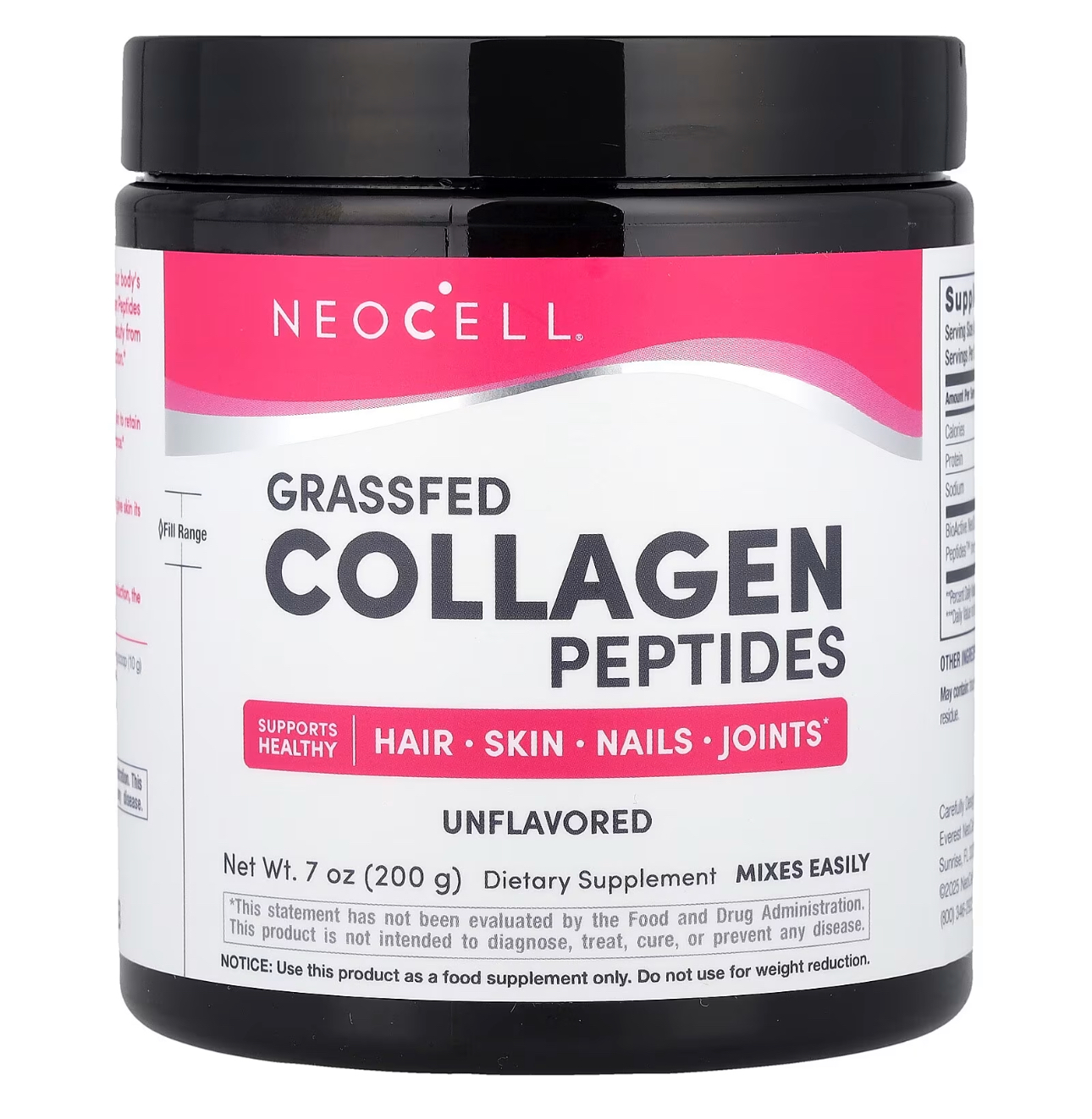 Neocell, Коллаген пептидный, 10 гр, 20 порций, 200 гр, банка