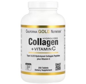 California Gold Nutrition, Коллаген гидролизированный и витамин С, 250 таблеток