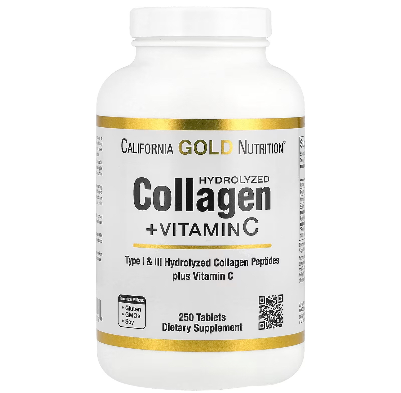 California Gold Nutrition, Коллаген гидролизированный и витамин С, 250 таблеток