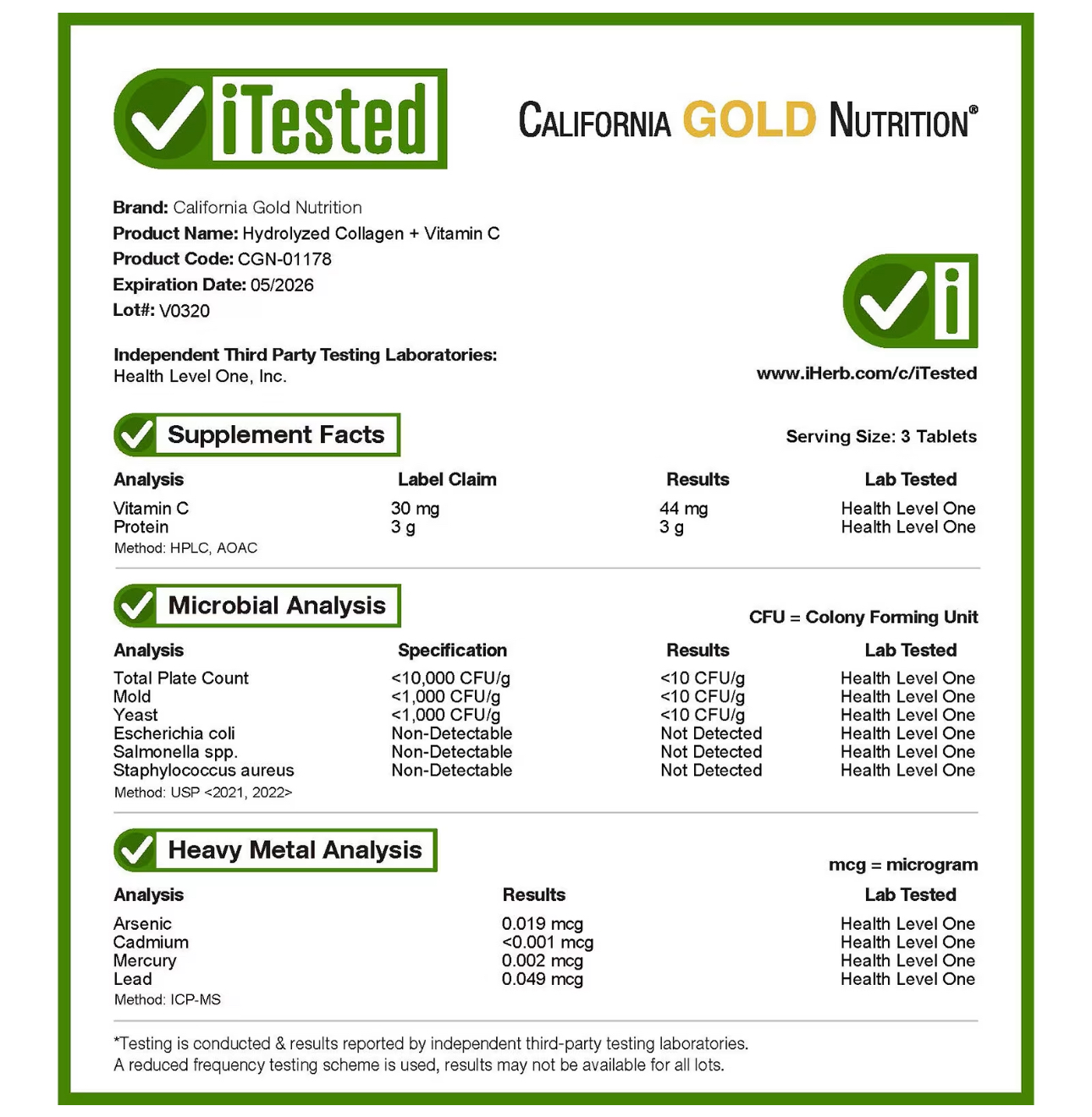 California Gold Nutrition, Коллаген гидролизированный и витамин С, 250 таблеток