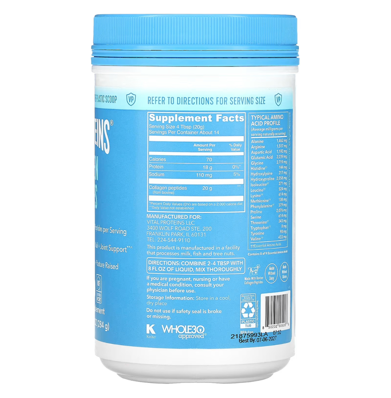 Vital Proteins, Collagen peptides, 284 гр