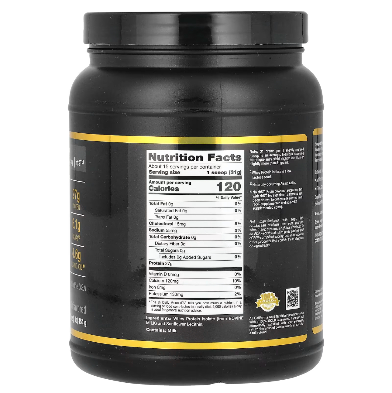 California Gold Nutrition, Протеин изолят сывороточный, 454 гр