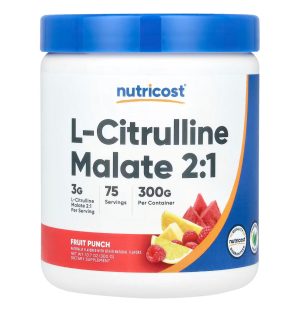 Nutricost, Цитрулина малат 2:1, 300 гр, 75 порций
