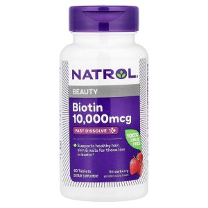 Natrol, Биотин быстрорастворимый, 10000 мкг, 60 жевательных таблеток