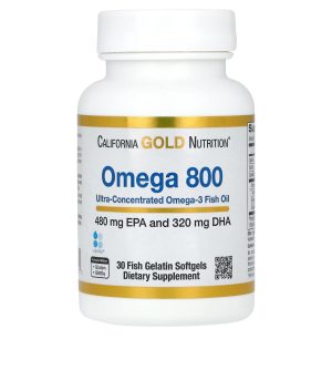 California Gold Nutrition, Омега 3 800 мг, 480 epa/ 320 dha, 30 капсул
