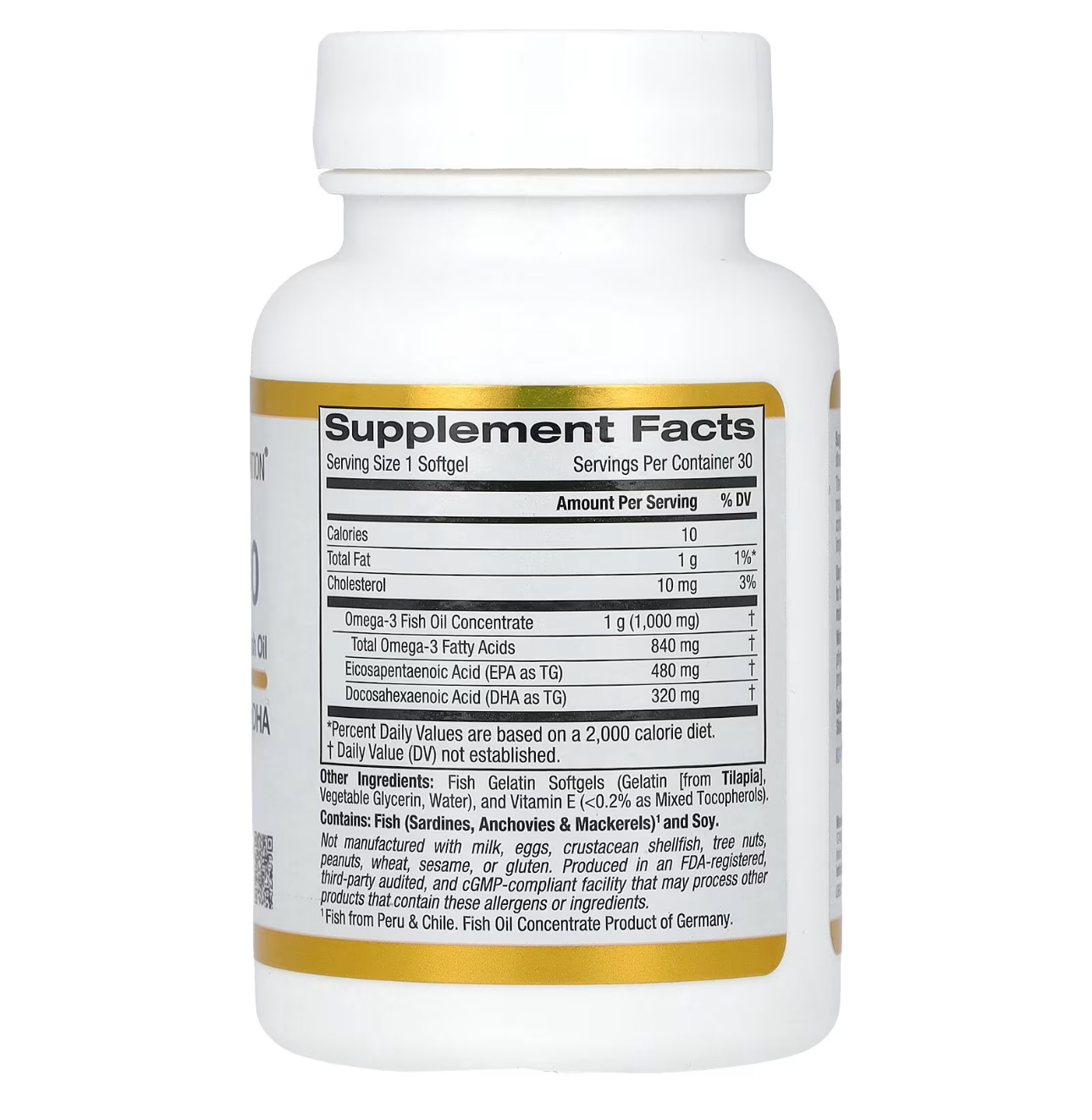 California Gold Nutrition, Омега 3 800 мг, 480 epa/ 320 dha, 30 капсул