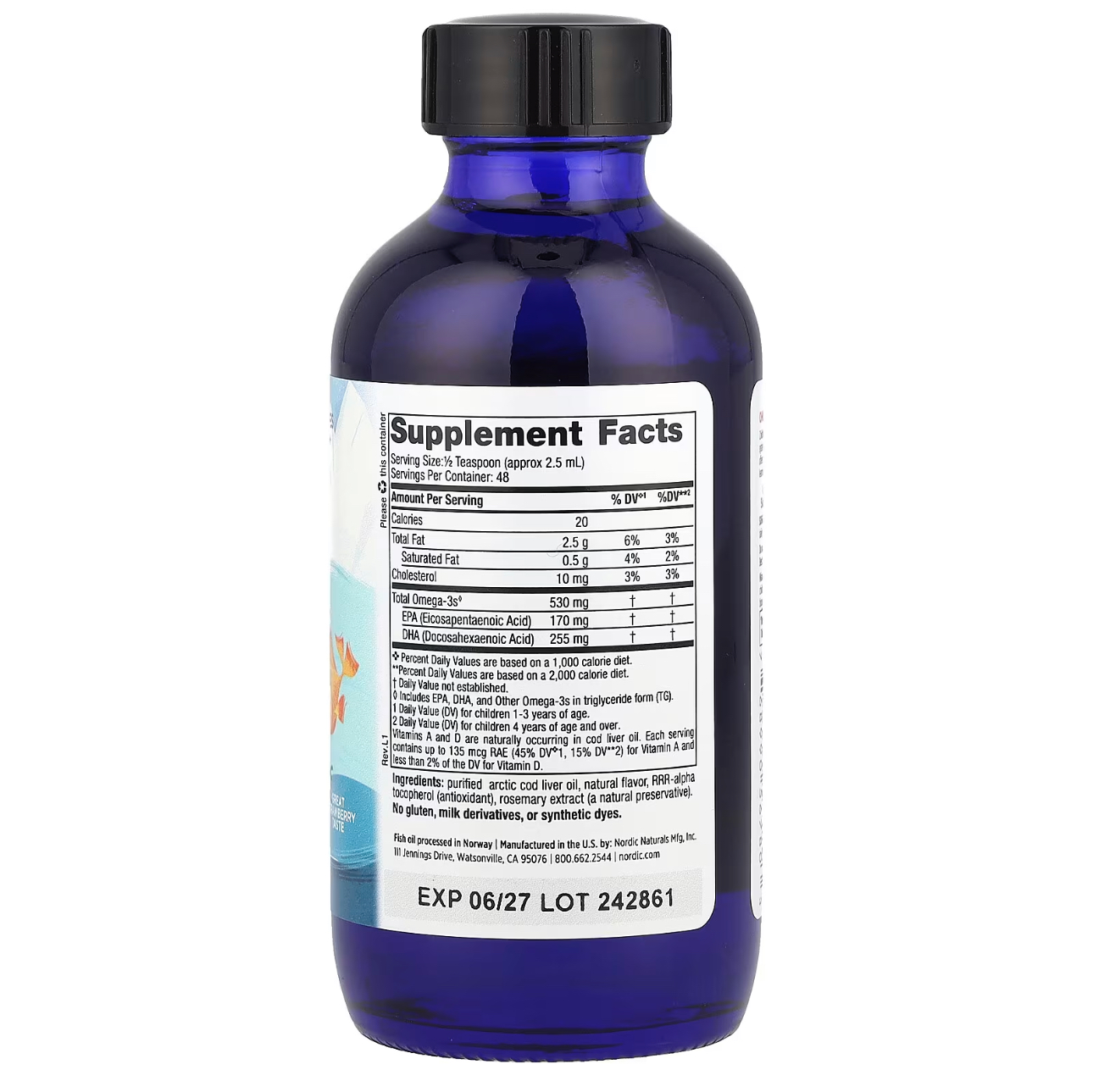 Nordic Naturals, Детская омега 3 с 1 года, DHA 225/ EPA 170 в 2,5 мл, 119 мл