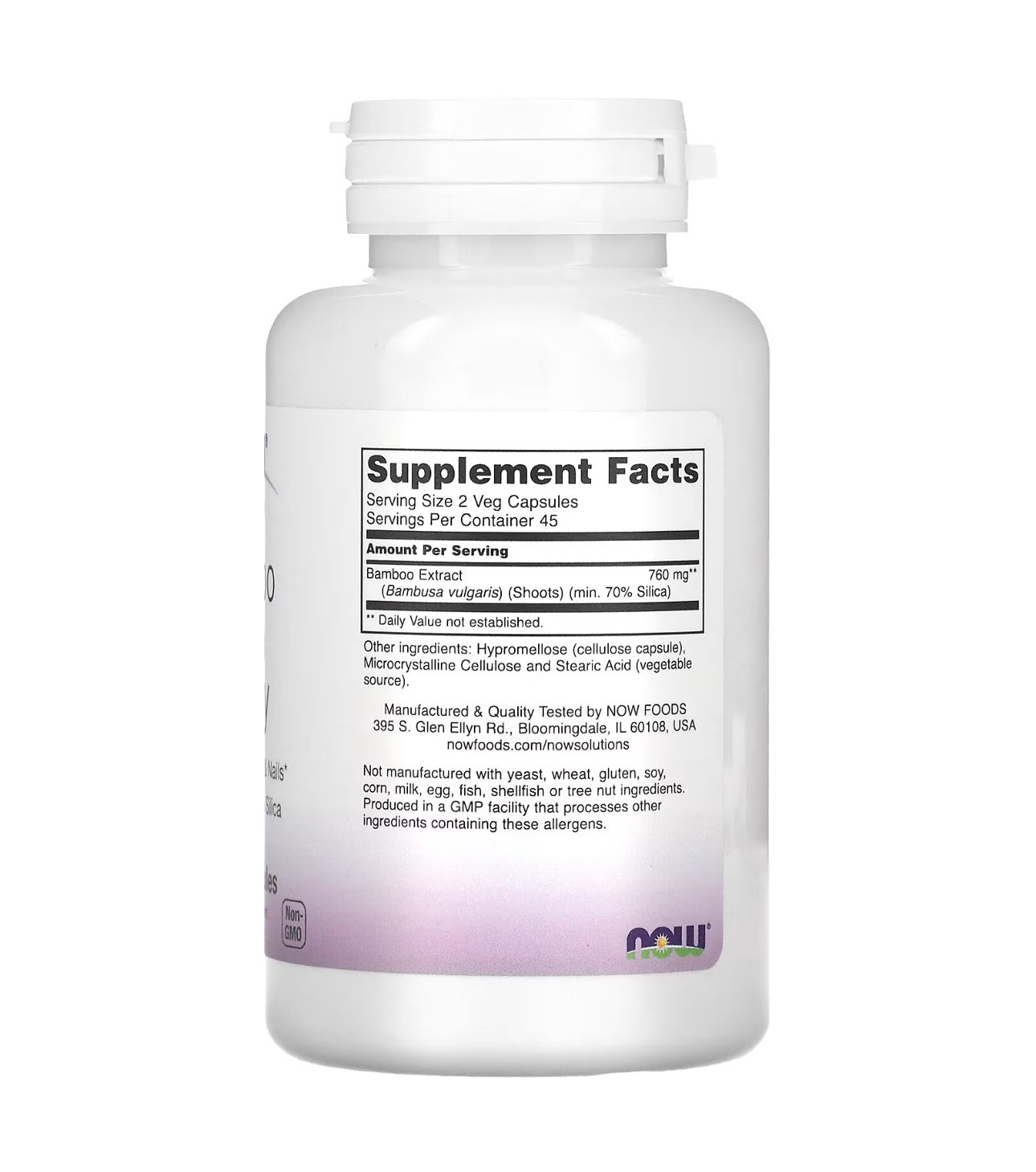 NOW, Кремний из бамбука, 90 капсул