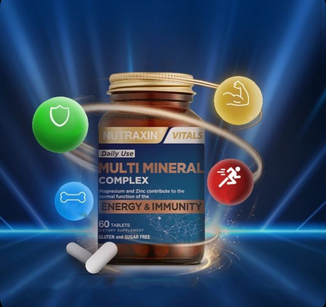 Nutraxin, Минеральный комплекс, 12 хелатных минералов, 60 таблеток