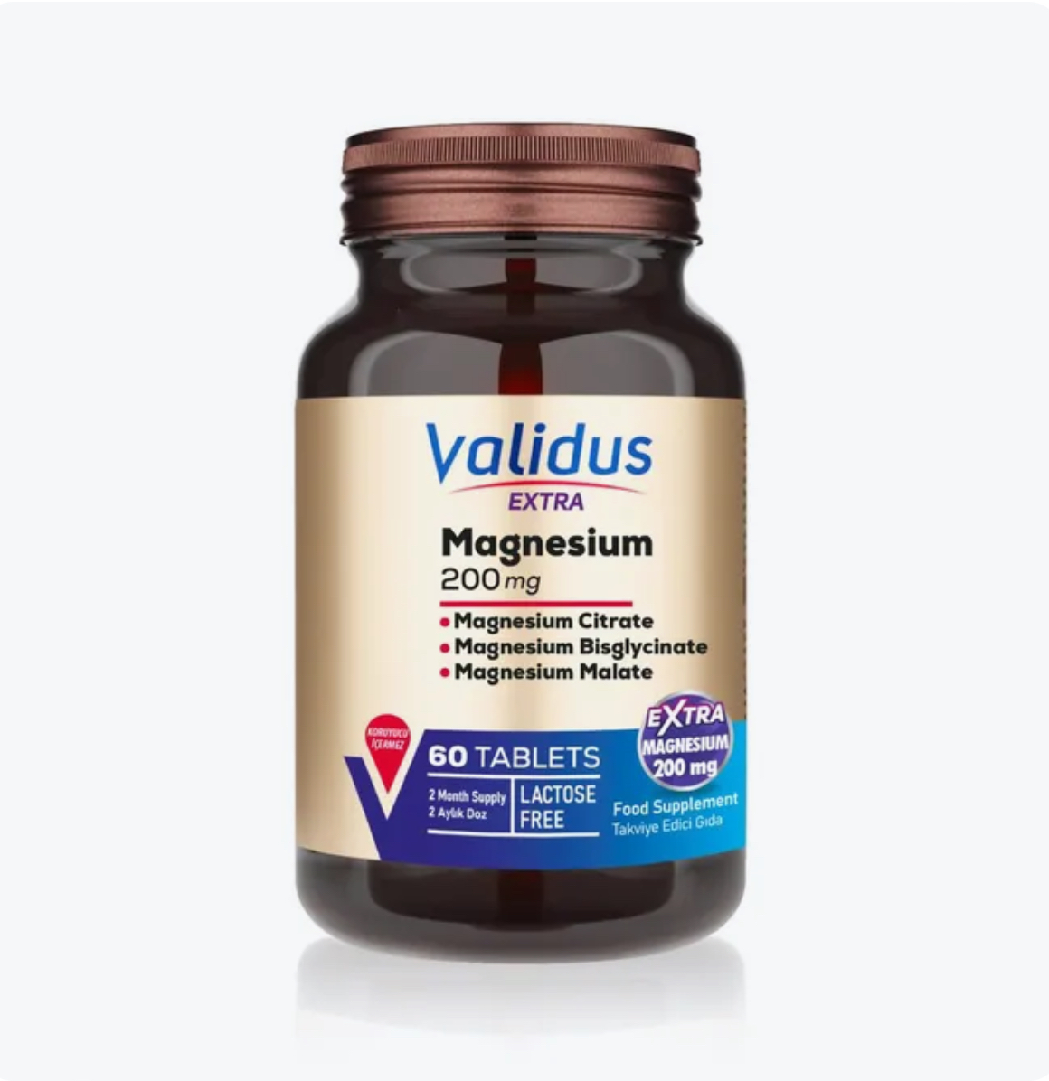 Validus, Магний 200 мг, цитрат, бисглицинат, малат, 60 таблеток