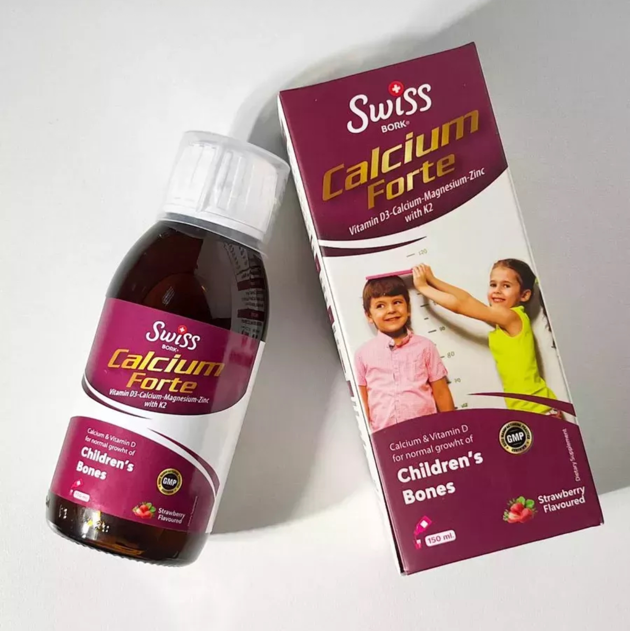 Swiss, Кальций форте с витаминами: Д3, Магний, Кальций,  Цинк, К2, 150 мл