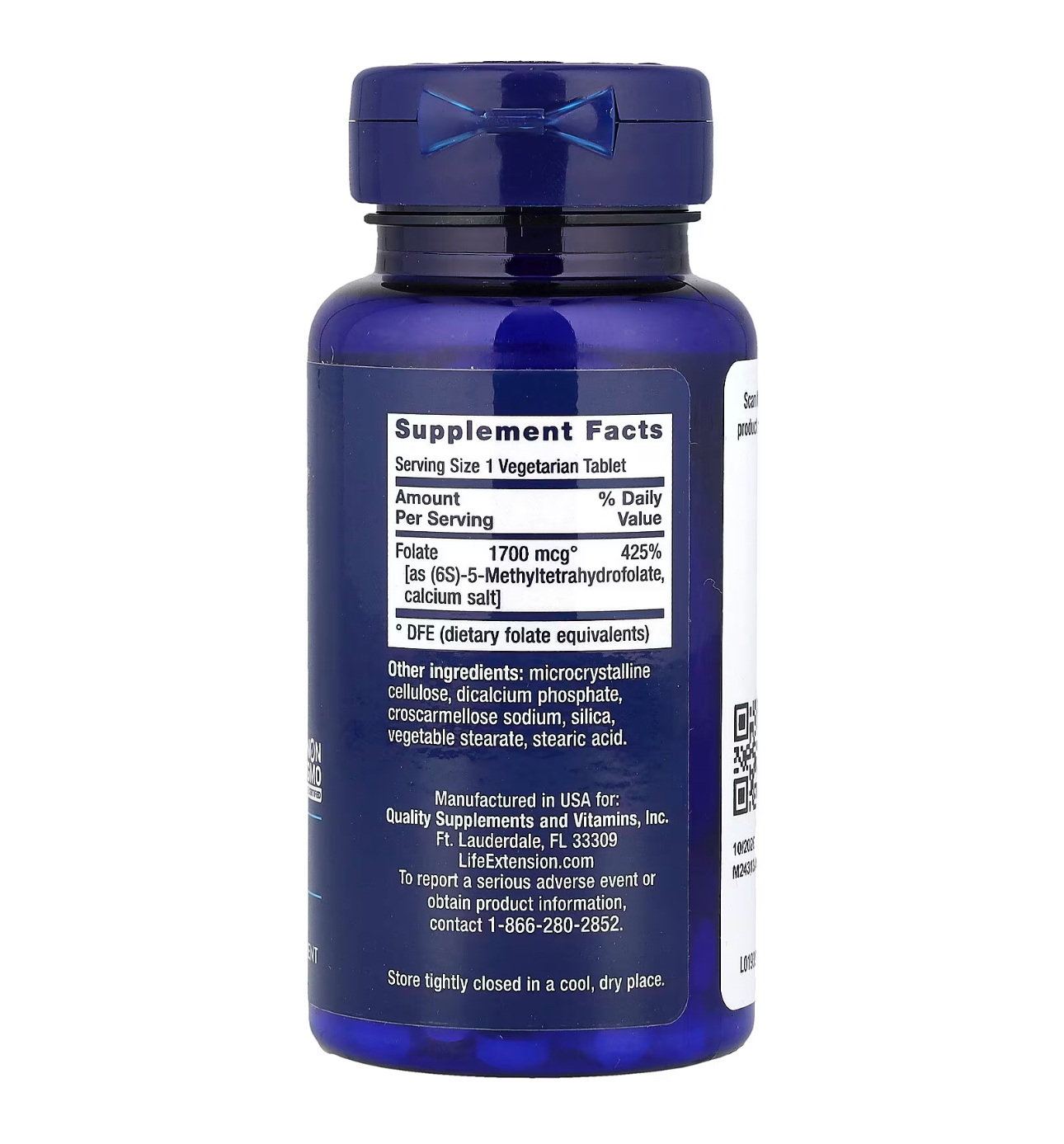 Life Extension, Оптимизированный фолат (метилфолат) 1000 мкг, 100 таблеток