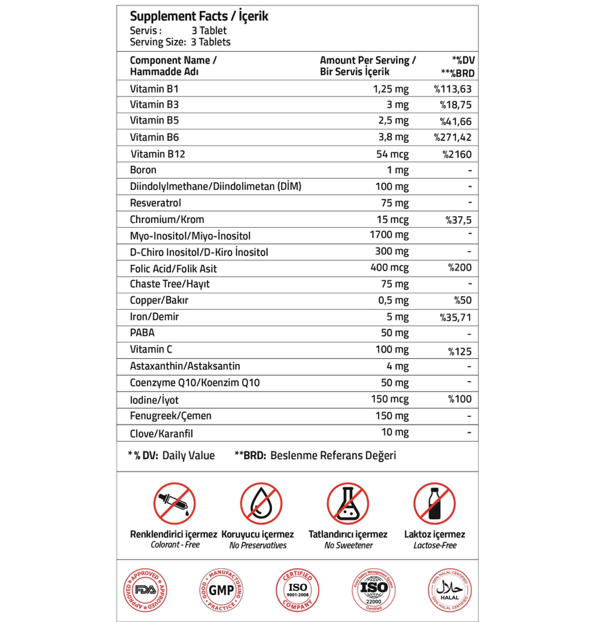 Validus, Мио-инозитол 1700 мг + Д-хиро инозитол 300 мг, 120 таблеток