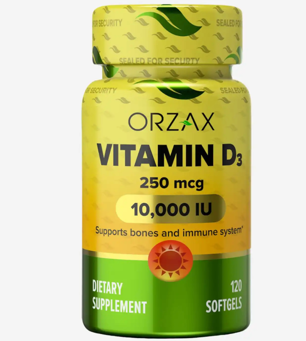 Orzax, Витамин Д3, 10000 ме, 120 капсул