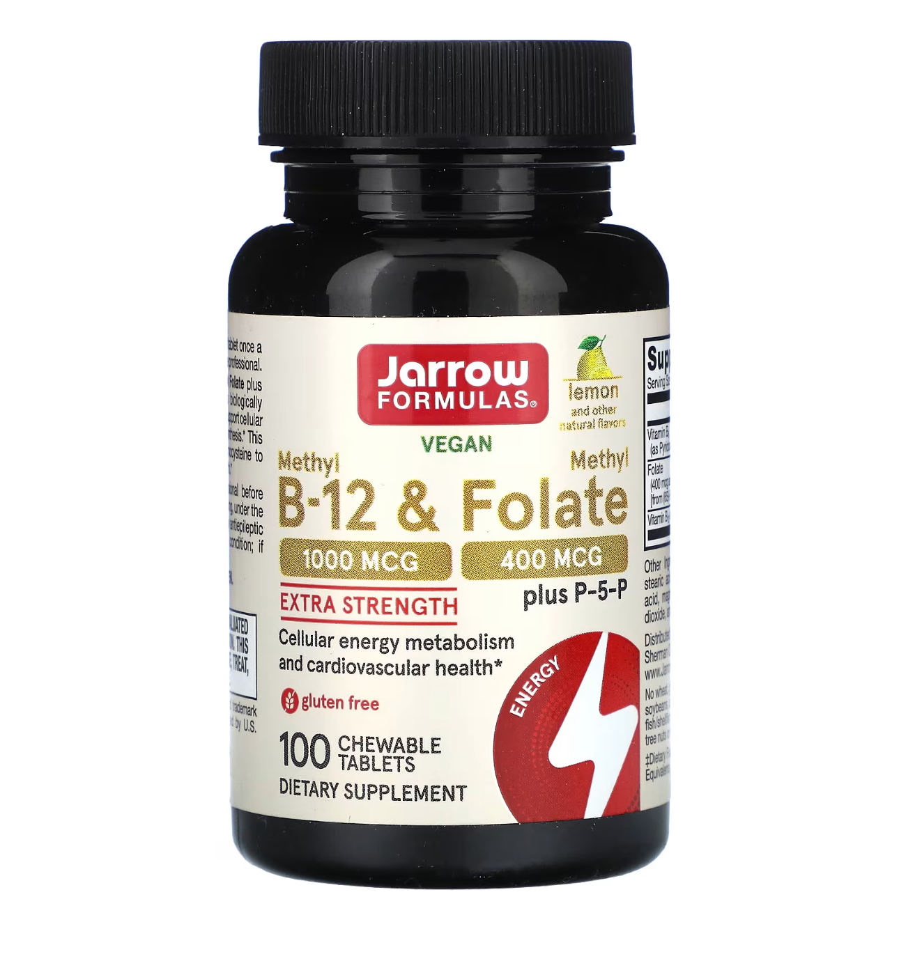 Jarrow, B12 1000, B9 400, 100 жевательных таблеток
