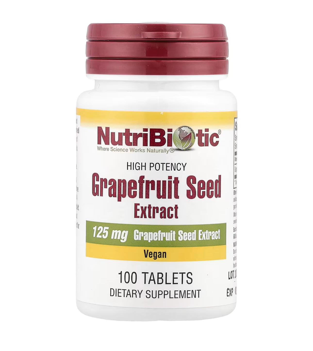 NutriBiotic, Экстракт семян грейпфрута, GSE в таблетках, 125 мг, 100 таблеток