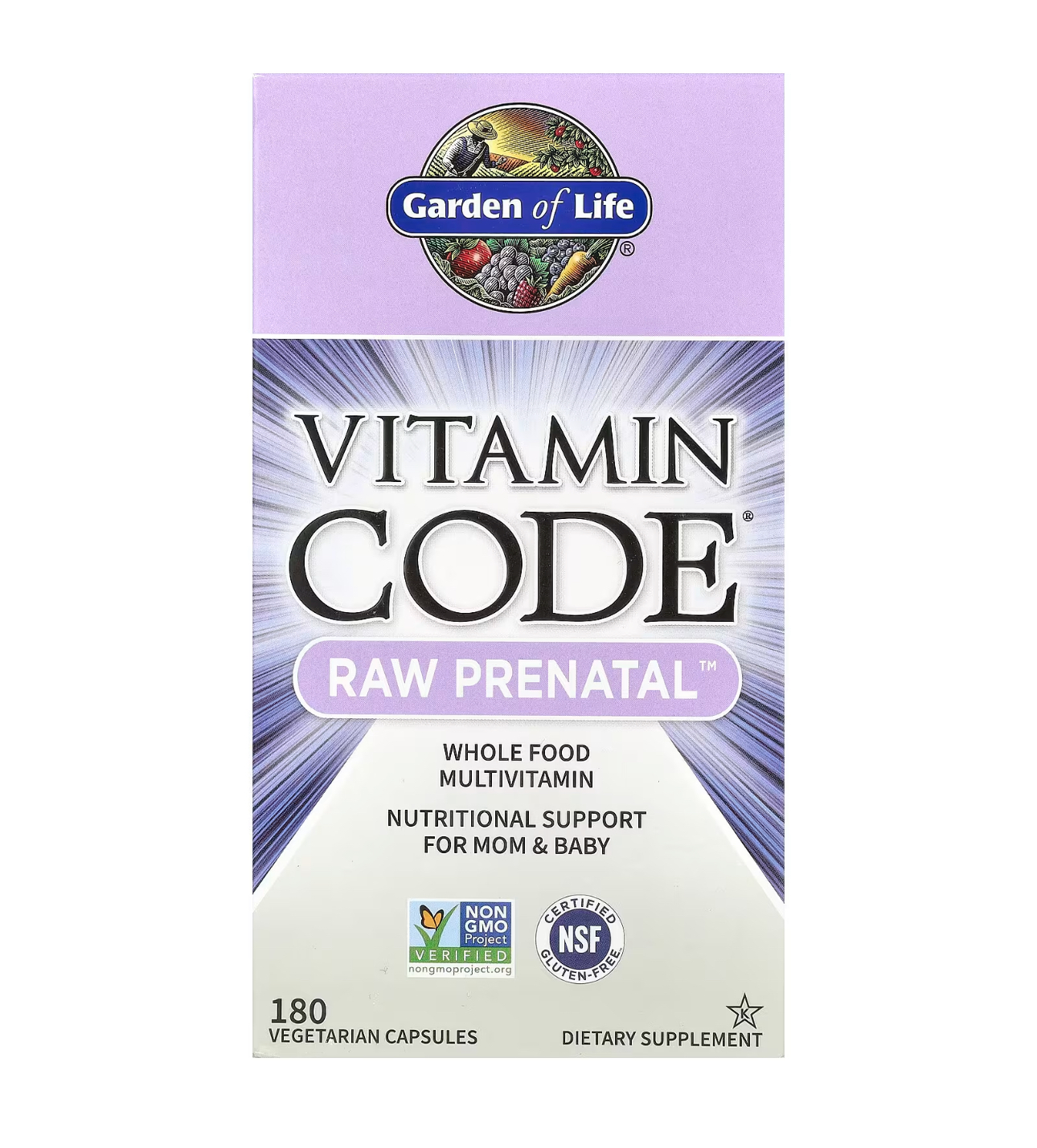 GARDEN OF LIFE, Пренатальные витамины, VITAMIN CODE, 180 капсул