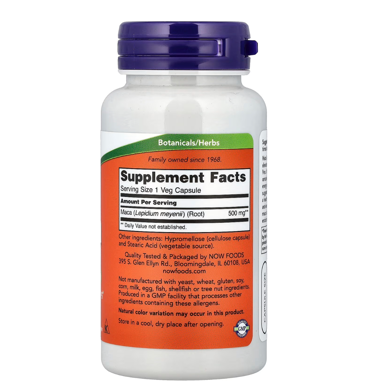 NOW, Maca, 500 мг, 100 капсул