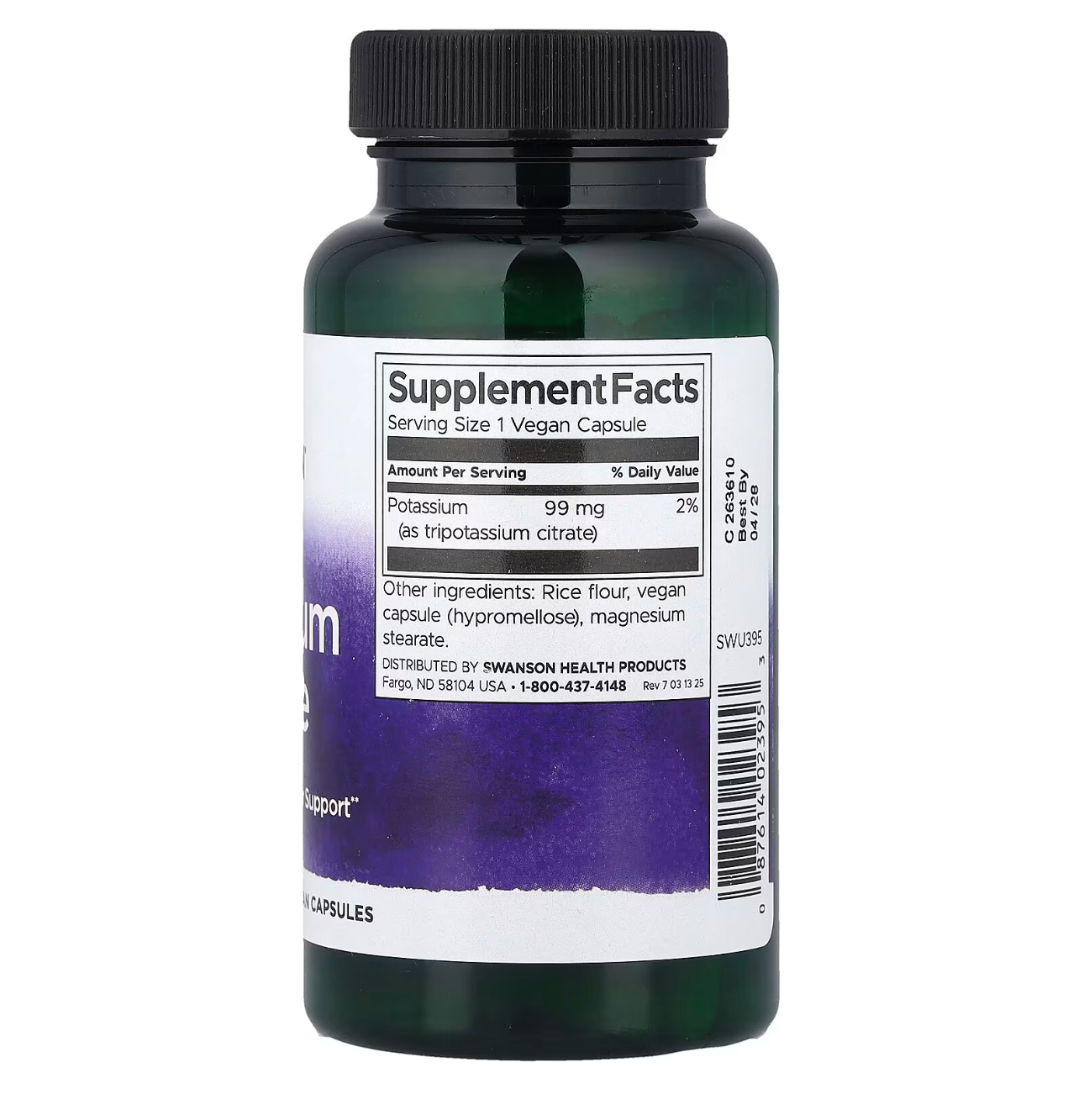 Swanson, Калий, 99 мг, 120 капсул
