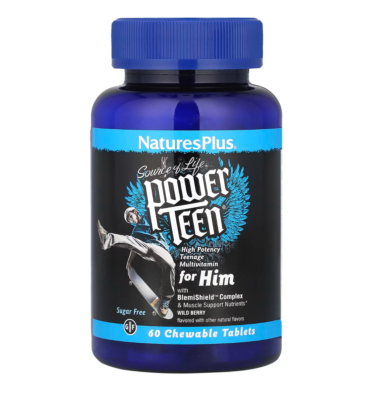 Natures Plus, Power teen, Мультивитамины для мальчиков подростков, 60 жевательных таблеток
