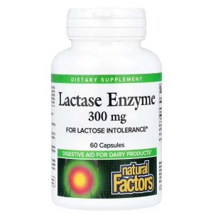 Natural Factors, Фермент лактаза, 300 мг, 60 капсул