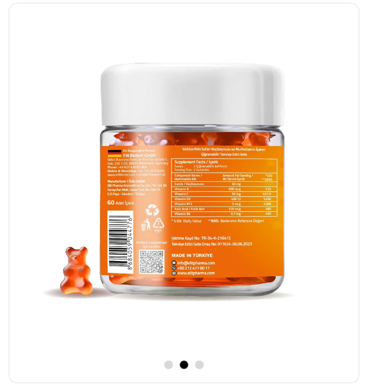 Validus Kids Safari Кэроб + витамин AC-D3, 60 жевательных конфет