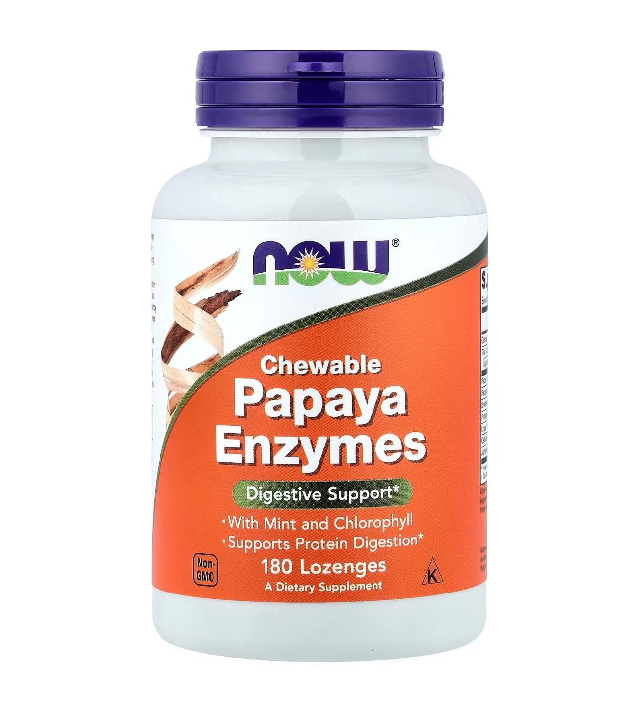 NOW, Папайя энзимы, 180 жевательных таблеток