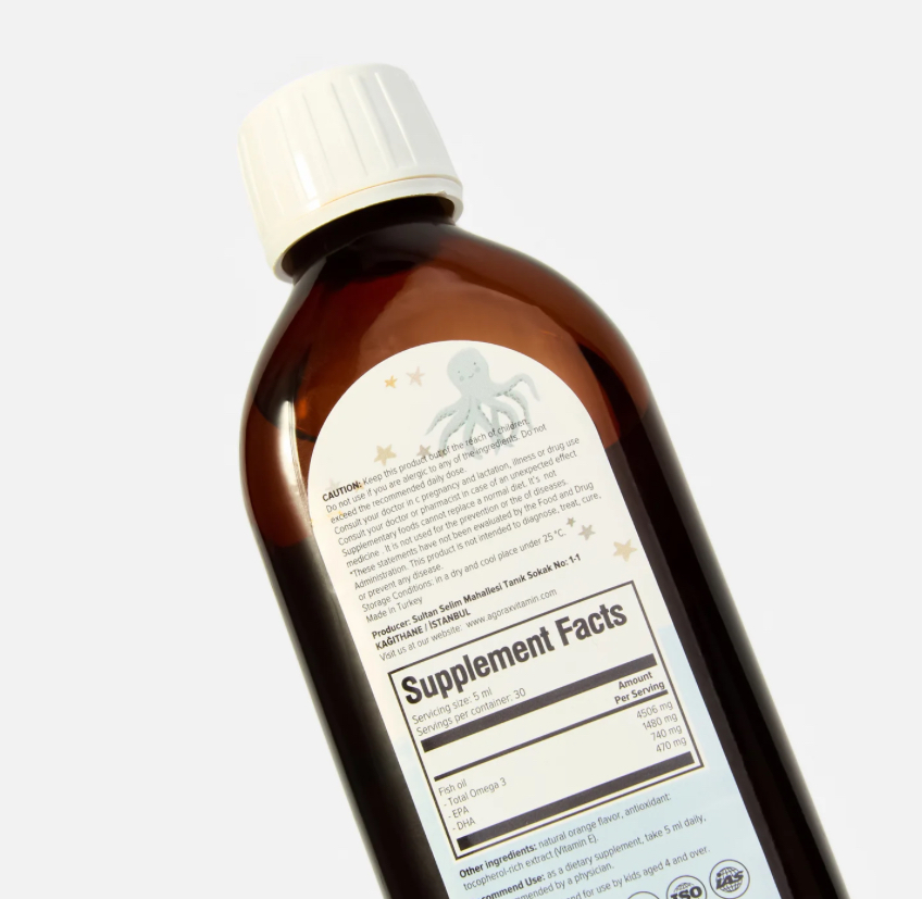 AGORAX, Омега 3, рыбий жир для детей и взрослых, 150 мл