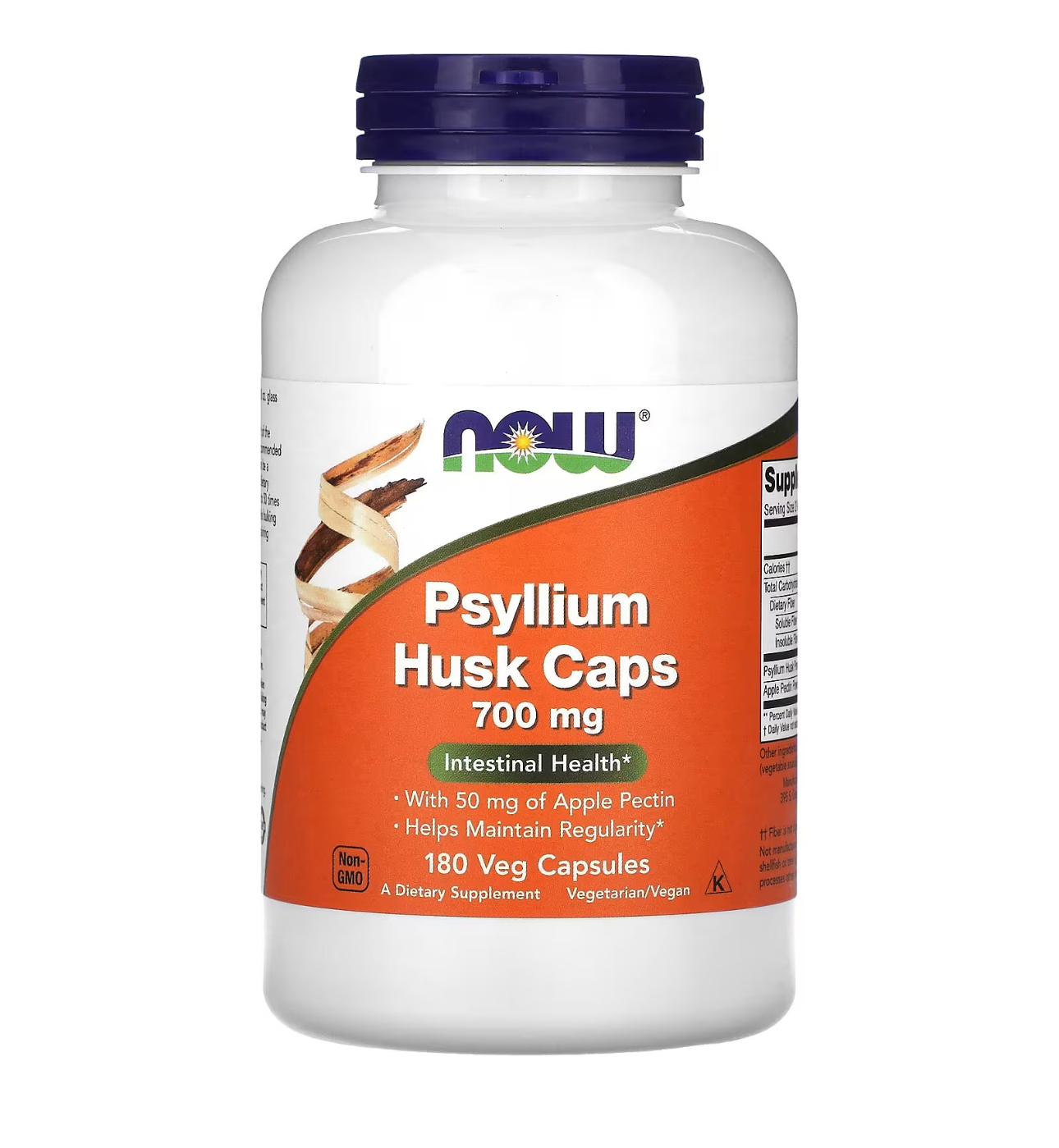 NOW, Псиллиум, оболочка семян подорожника в капсулах, 700 мг, 180 капсул