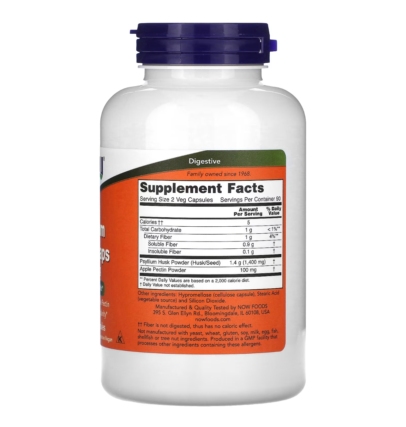 NOW, Псиллиум, оболочка семян подорожника в капсулах, 700 мг, 180 капсул