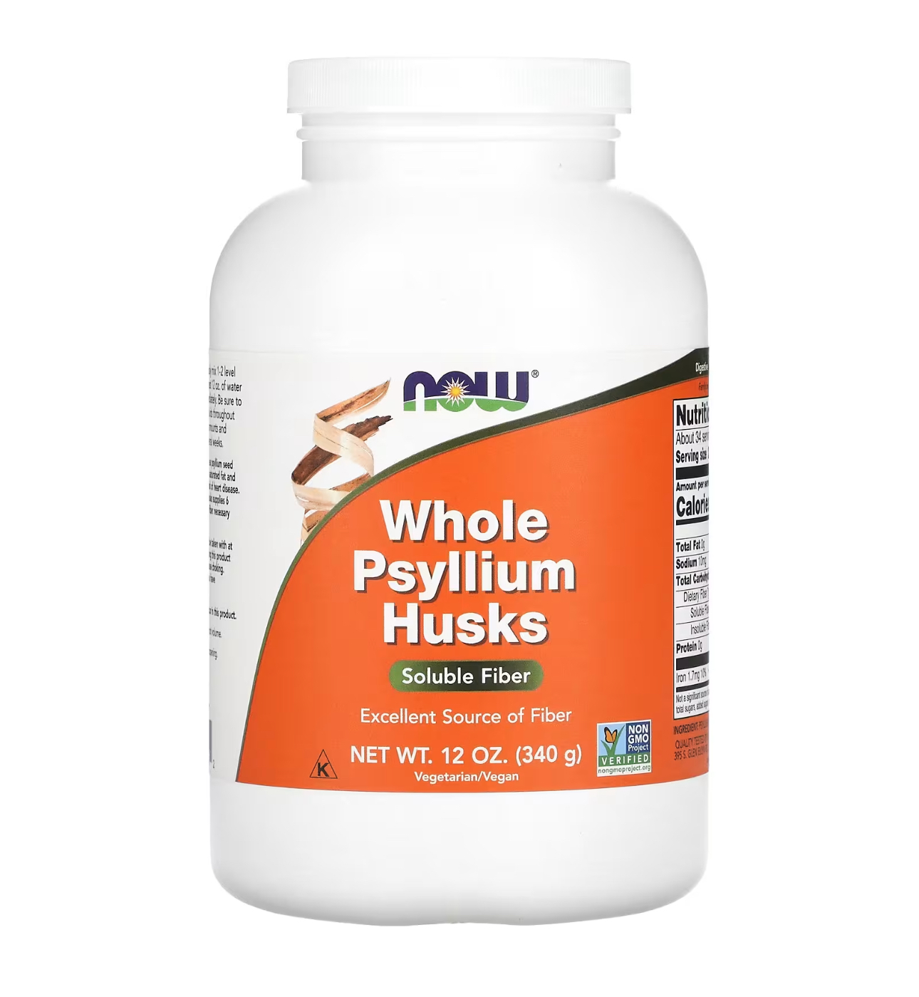 NOW, Псиллиум, шелуха семян подорожника, 340 гр