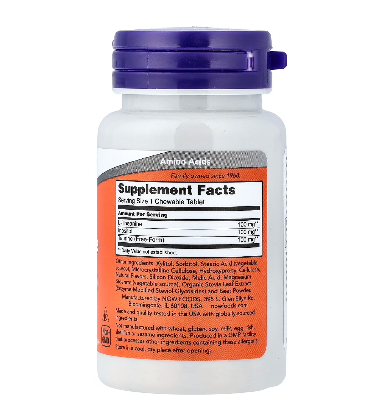 NOW, Л теанин, 100 мг, 90 жевательных Таблеток с ягодным вкусом