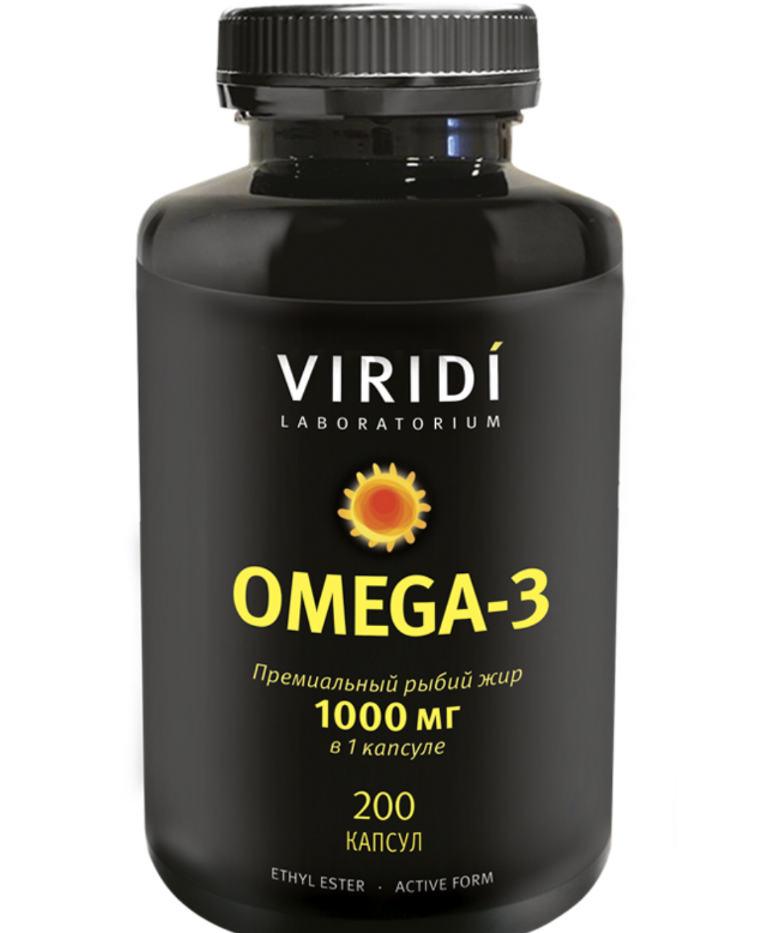 VIRIDI, Омега 3, Премиальный рыбий жир, 1000 мг в 1 капсуле, epa 330/ dha 220, 200 капсул, этиловые эфиры